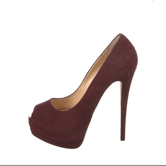 Giuseppe Zanotti Design peep toe covered platform suede burgundy - Picture 3 of 4